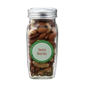 A tin of roasted mixed nuts made from Sweet Palate